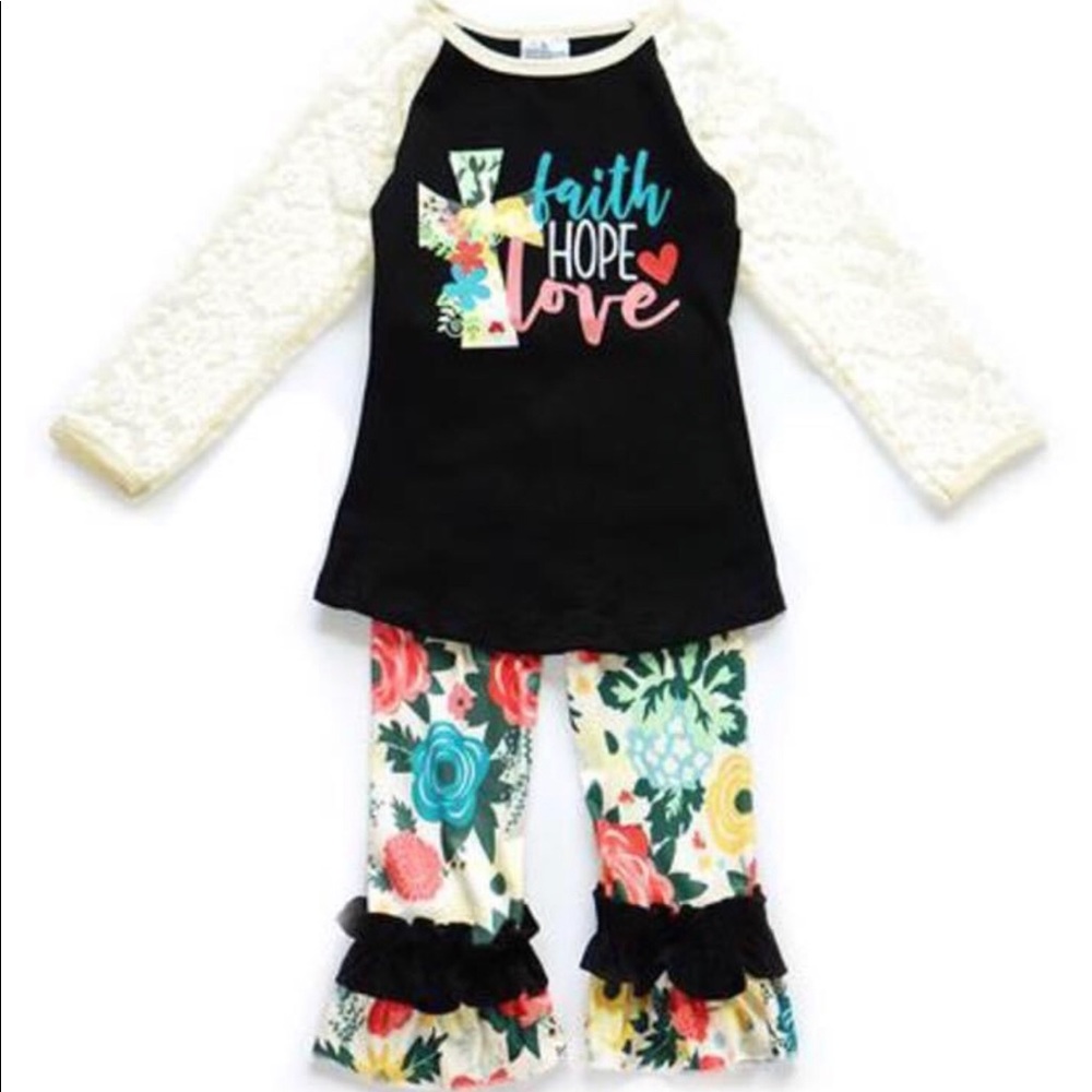 NEW!! Girls Faith Hope Love Outfit